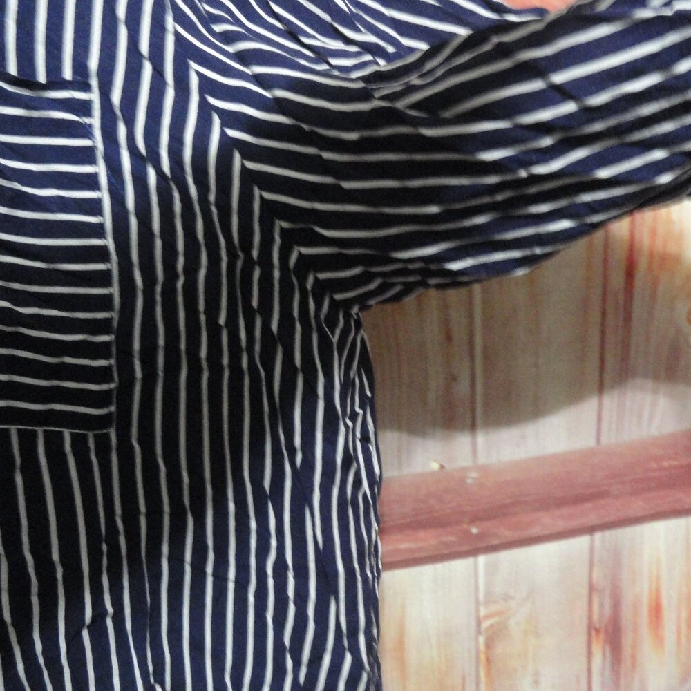 Grand & Greene stripped blouse button up, roll up sleeves, 2 XL gently worn - Picture 6 of 8